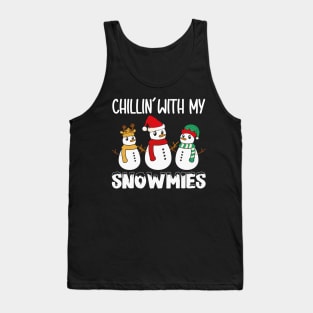 Chillin With My Snowmies Funny Ugly Christmas Pajama Xmas Tank Top